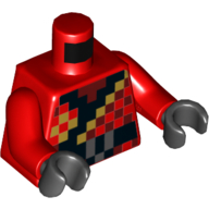 Lego Torso Robes, Pixelated Black and Gold Squares Print, Red Arms, Black Hands / Red