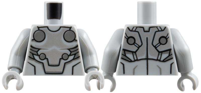 Lego Torso Armor Silver Plate Armor with Dark Bluish Gray Circles Pattern / Light Bluish Gray Arms / Light Bluish Gray Hands