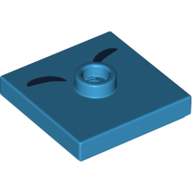 Lego Plate Special 2 x 2 with Center Stud (Jumper) with Two Black Curved Lines Print / Dark Azure