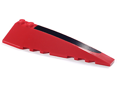 Lego Wedge 10 x 3 Right with Black and Red Trim Pattern (Sticker) - Set 8652 / Red