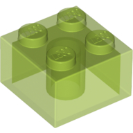 Lego Brick 2 x 2 without Inside Ridges / Trans-Bright Green