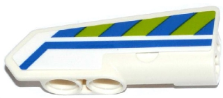Lego Technic, Panel Fairing #21 Very Small Smooth, Side B with Blue Line and Blue and Lime Danger Stripes Pattern (Sticker) - Set 42047 / White