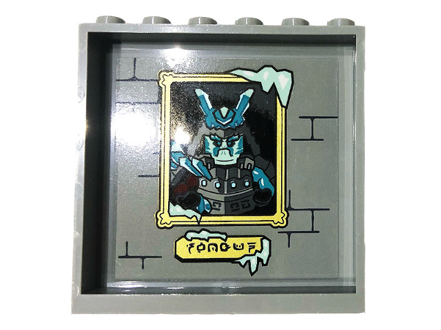 Lego Panel 1 x 6 x 5 with Framed Picture of General Vex, Runes and Brick Wall Pattern on Inside (Sticker) - Set 70678