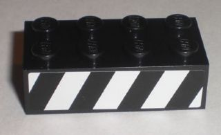 Lego Brick 2 x 4 with Black and White Danger Stripes Pattern Model Left Side (Sticker) - Set 8211