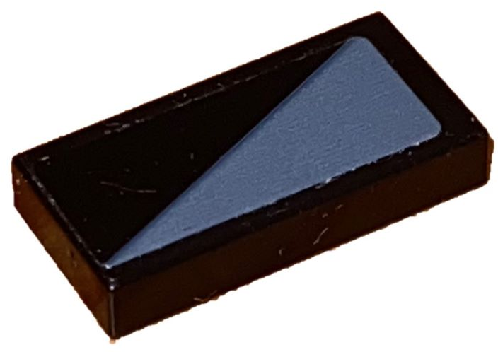Lego Tile 1 x 2 with Dark Bluish Gray Triangle Pattern Model Right Side (Sticker) - Set 75892 / Black