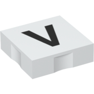 Lego Duplo Tile 2 x 2 with Capital 'V' Print / White
