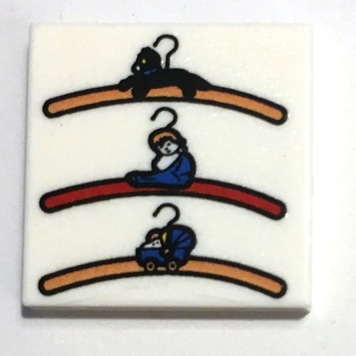 Lego Tile 2 x 2 with 3 Coat Hangers Print