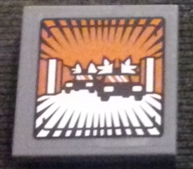 Lego Tile 2 x 2 with 2 Police Cars with Flashing Lights Pattern (Sticker) - Set 76023 / Dark Bluish Gray