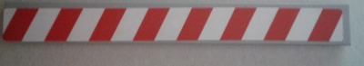 Lego Tile 1 x 8 with Red and White Danger Stripes Pattern (Sticker) - Set 8147