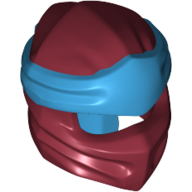 Lego Wrap with Long Back Knot, Dark Azure Band Pattern / Dark Red