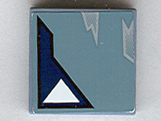 Lego Tile 2 x 2 with One White Triangle and Wear Marks Adjacent Pattern (Sticker) - Sets 7252 / 7283