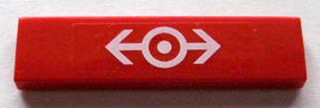 Lego Tile 1 x 4 with Train Logo White Pattern (Sticker) - Set 10128 / Red