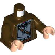 Lego Torso Robe, Necklace, and Belts over Dark Bluish Gray Tunic Print (Lor San Tekka), Dark Brown Arms, Light Nougat Hands / Dark Brown