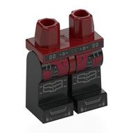 Lego Hips and Black Legs with Dark Red Coat Ends, Black Belt, Straps, Dark Bluish Grey Kneepads, Shoes Print / Dark Red
