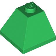 Lego Brick Sloped 45° 2 x 2 Double Convex / Green
