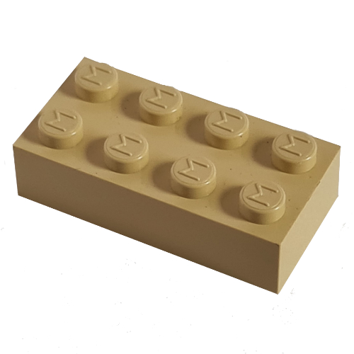 Lego Modulex Brick 2 x 4 with M on Studs / Modulex Buff