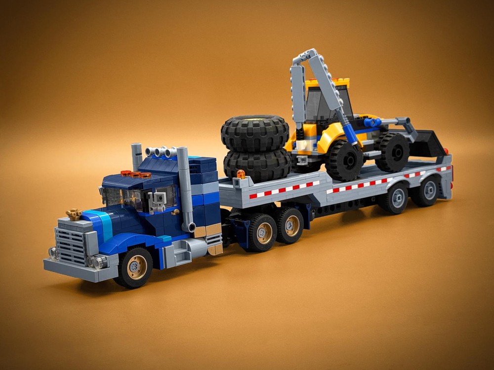 Lego Big Pete Truck & Step-Deck Trailer