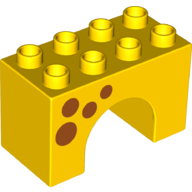 Lego Duplo Brick 2 x 4 x 2 Arch with Dark Orange Spots Print / Yellow