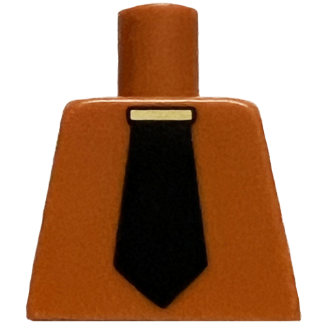 Lego Torso Wide Black Tie and Gold Tie Bar Pattern / Dark Orange