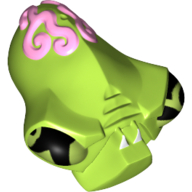 Lego Minifig Head Special, Alien with 2 Fangs and Brain Tissue Print / Lime
