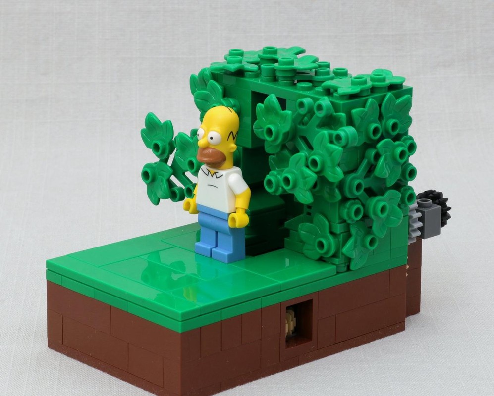 Lego Homer Backing Into the Bushes