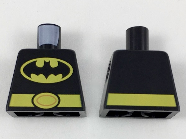 Lego Torso Batman Logo in Yellow Oval Large, Yellow Belt with Oval Buckle Pattern / Black