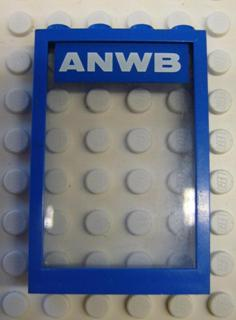 Lego Window 1 x 4 x 5 with Fixed Glass and White 'ANWB' on Blue Pattern (Sticker) - Set 1590-2