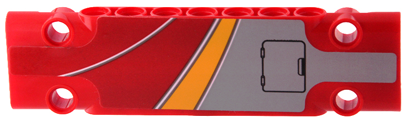 Lego Technic, Panel Plate 3 x 11 x 1 with Bright Light Orange, Red and White Curved Stripes and Light Bluish Gray Hatch with Black Outline Pattern Model Right Side (Sticker) - Set 42098