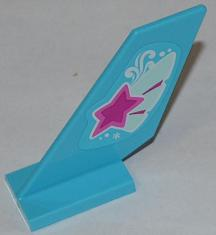 Lego Tail Shuttle with Magenta Star on Butterfly Wing Pattern on Both Sides (Stickers) - Set 3063 / Medium Azure