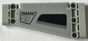 Lego Technic, Panel Plate 5 x 11 x 1 Tapered with Black 'BMW' and Cutout Pattern Model Right Side (Sticker) - Set 42130 / Light Bluish Gray