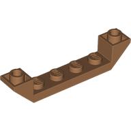 Lego Brick Sloped Inverted 45° 6 x 1 Double with 1 x 4 Recessed / Medium Nougat