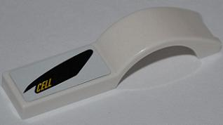 Lego Vehicle, Mudguard 1 x 4 1/2 with 'CELLFISH' Pattern Model Right Side (Sticker) - Set 8149