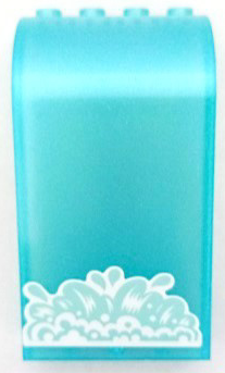 Lego Panel 3 x 4 x 6 Curved Top with White and Light Aqua Splashing Water Foam Pattern (Sticker) - Sets 41423 / 41432