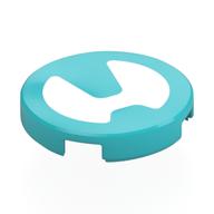 Lego Tile Round 2 x 2 with White Shape Print / Medium Azure