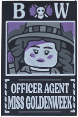 Lego Tile 2 x 3 with Dossier with White 'BW Officer Agent Miss Goldenweek' Pattern