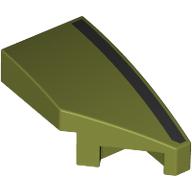Lego Brick Wedged, Curved 2 x 1 with Stud Notch Right with Black Stripe Print