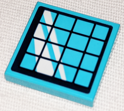 Lego Tile 2 x 2 with Dark Blue and Medium Azure Solar Panel Pattern (Sticker) - Set 41347