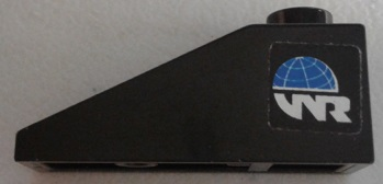 Lego Slope 33 3 x 1 with Globe and White 'WR' World Racers Logo Pattern Model Left Side (Sticker) - Set 8863