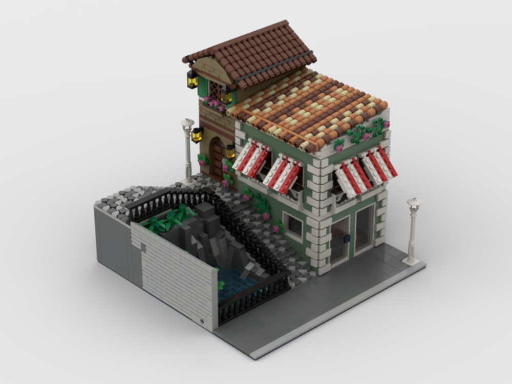 Lego Italian LEGO Modular with Bike Shop, Wine Cellar & Peaceful Pond