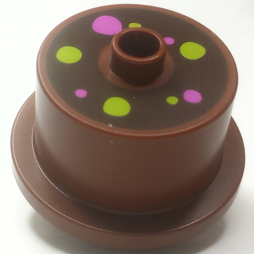 Lego Duplo Food 2 x 2 Round Cake with Stud on Top with Lime, Dark Pink Decorations Print