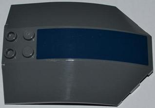 Lego Windscreen 8 x 6 x 2 Curved Sloped Sides with Dark Blue Stripe Pattern (Sticker) - Set 8018 / Dark Bluish Gray