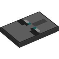 Lego Tile 2 x 3 with Illager Face, Dark turquoise Eyes Print