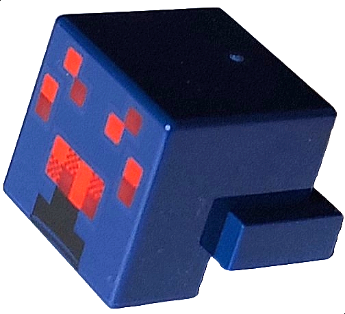 Lego Creature Head Pixelated with Black, Red and Dark Red Face Pattern (Minecraft Spider) / Dark Blue