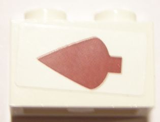 Lego Brick 1 x 2 with Dark Red Arrow Pattern Left (Sticker) - Set 10240 / White