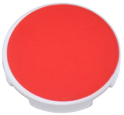 Lego Tile, Round 2 x 2 with Bottom Stud Holder with Red Circle Pattern