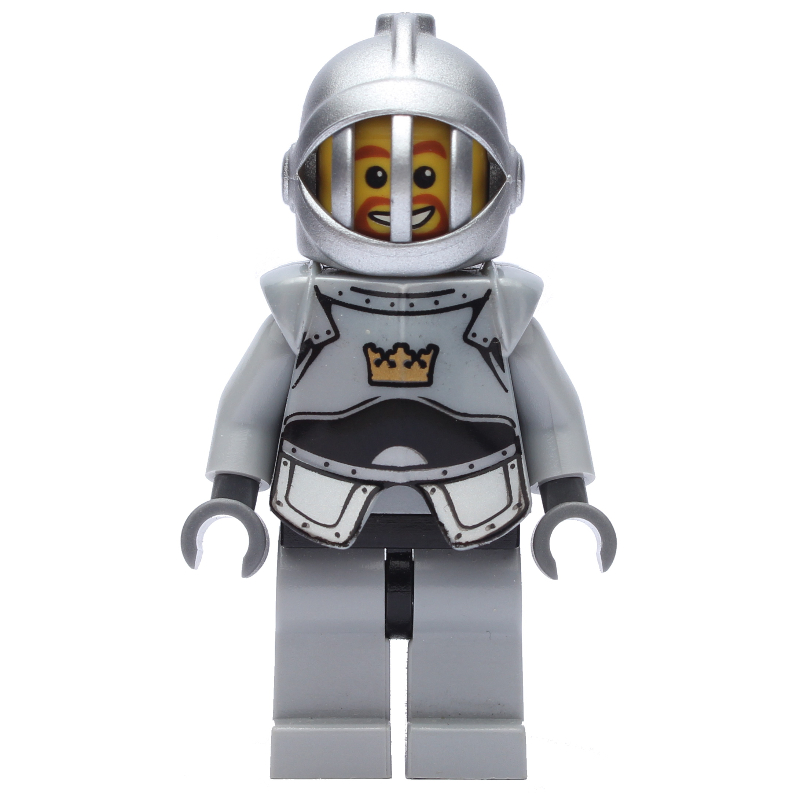 Lego Knight, Gray, Armor, Helmet with Grille, Goatee Beard