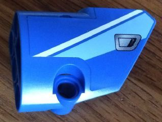 Lego Technic, Panel Fairing # 2 Small Smooth Short, Side B with Medium Blue and White Stripes and Silver Door Handle Pattern (Sticker) - Set 8052 / Blue