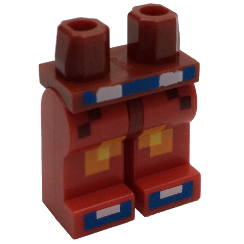 Lego Hips and Red Legs with Pixelated Pants with Orange and Yellow Squares, Blue Belt and Shoes / Dark Red