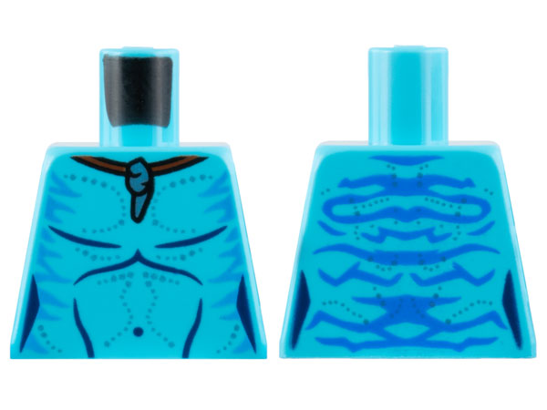 Lego Torso Na'vi with Blue Markings, Silver Pendant Necklace, and Silver Spots Pattern / Medium Azure