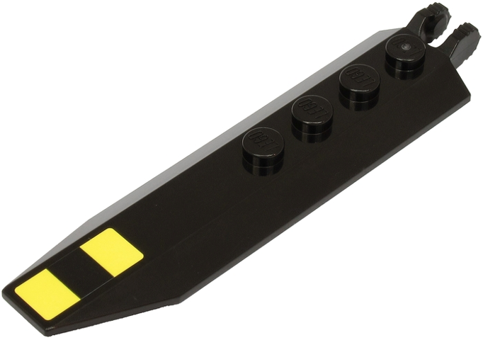 Lego Hinge Plate 1 x 8 with Angled Side Extensions with 2 Bright Light Yellow Stripes Pattern (Sticker) - Set 60274